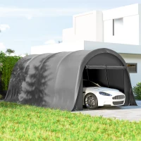 Outsunny Carport Zeltgarage 3x6m Winterfest Wasserdichtes Lagerzelt mit abnehmbaren Seitenwänden großer Rolltor, UPF50+(m-10)