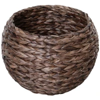 PawHut Waterhyacint kattenmand met kussen, kattenbed, huisdierbed, 50 cm x 42 cm x 60 cm, bruin+beige(m-7)