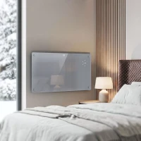 HOMCOM 1500W Smart Panel Heater Wall Mounted & Freestanding, Electric Heater with Weekly Timer, Open Window & Anti-Frost, Grey(m-12)