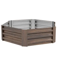 Outsunny Plantenbak Tuinbak Kruidenbak, weerbestendig, open bodem, 113 x 98 x 30 cm, Donkerbruin(m-10)