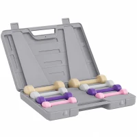 HOMCOM Ensemble d'haltères total 10 Kg - paires de 0,5/1/1,5/2 Kg avec mallette - entraînement musculaire - métal PU multicolore(m-11)