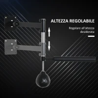 HOMCOM Speed Bag a Parete per Boxe e MMA ad Altezza Regolabile con Asta, in Acciaio e PU, 79x72x20 cm, Nero(m-6)