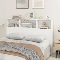 HOMCOM King-Size Headboard with Storage, Freestanding Bed Headboard with 4 Open Compartments for Bedroom, White(m-2)