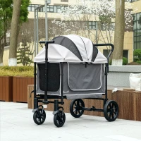 PawHut Hundewagen Hundebuggy klappbar für Hunde & Katzen bis 30 kg 110 x 65 x 102 cm Dunkelgrau(m-10)