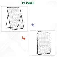 HOMCOM Filet de rebond de football ajustable hauteur angle réglables rebondeur pour football pliable cible sardines de fixation fournies 123 x 73 x 178,5 cm noir blanc(m-4)