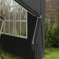 Outsunny 3 x 3 m Paviljoen met 4 Zijwanden, Ramen, Feesttent met UV-Bescherming, Tuinpaviljoen incl. Draagtas, Staal, Zwart(m-9)