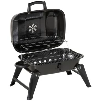Outsunny  Portable Charcoal  Barbecue BBQ Grill Compact Folding Camping Picnic Garden Party Festival Cooker Table Top with Metal Grid(m-1)