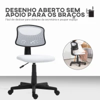 HOMCOM Cadeira de Escritório sem Apoio para os Braços com Encosto de Malha Respirável Altura Ajustável 43x48x78-88 cm Branco(m-4)
