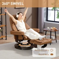 HOMCOM Faux Leather Reclining Chair and Footstool - Brown(m-6)