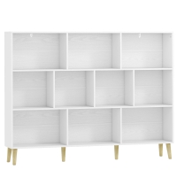 HOMCOM Estante para Livros com 10 Compartimentos e Pés em Madeira Maciça, 140x24x107 cm, Branco