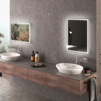 HOMCOM Badspiegel Badezimmerspiegel Wandspiegel LED´s. Berührungsschalter, Weiß(m-9)