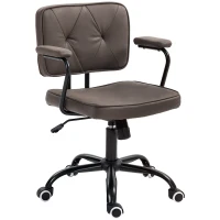 Vinsetto Bürostuhl Computerstuhl, Retrodesign, Knopfheftung, Kunstleder, höhenverstellbar, Kaffee(m-1)