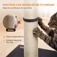 PawHut Poste Rascador para Gatos Altura 80 cm Interior Ligero Base Estable y Cuerda de Sisal Natural Gris Oscuro(m-5)