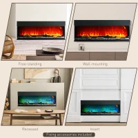 HOMCOM 1800W 15-40℃ Adjustable Flame Glass Panel Convector Heater, 152cm(m-8)