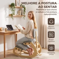 HOMCOM Cadeira Ergonómica de Joelhos com Encosto, Apoio para Joelhos e Revestimento em Bombazina Cinzenta(m-4)