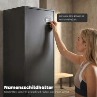 HOMCOM Metallspind mit abschließbarer Tür und Kleiderstange, einzelner Stahlspind für Zuhause oder Büro, Schwarz(m-7)