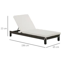 Outsunny Conjunto de 2 Tumbonas de Jardín Tumbonas de Ratán PE Reclinable en 5 Posiciones para Terraza Patio 196x65x22 cm Marrón(m-3)