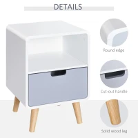 HOMCOM Wooden Bedside Table End Nightstand With Drawer Wood Lamp Desk Storage Unit Bedroom Scandinavian Nordic Style(m-6)