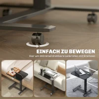 HOMCOM Sta-pult Hoogteverstelbaar incl. 4 Wielen C-vorm 65 cm x 48 cm x 70-110 cm Zwart(m-6)