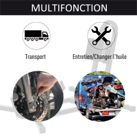 HOMCOM Lève Moto Béquille d'Atelier Support Roue Moto Support Béquille Moto - Bloque Roue 17 à 21 Pouces Métal Époxy Noir(m-4)