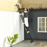 HOMCOM Echelle aluminium pliable multifonction 5 positions 3,7 m 12 échelons certification NF EN131 charge max. 150 Kg noir(m-2)
