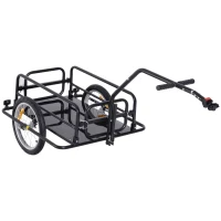 HOMCOM Aanhangwagen koppeling transportaanhanger fietskar bolderwagen zwart(m-15)