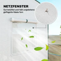 Outsunny Kas met gaasramen en oprolbare deur, foliekas van staal 200 x 75 x 188 cm Wit(m-7)