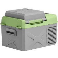 Outsunny 12 liter compressor koelbox elektrische koelbox met aansluiting koelhoudfunctie Grijs+Groen(m-14)
