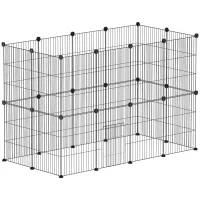 PawHut Recinto Metálico para Animais com 24 Painéis Recinto para Animais Pequenos Personalizável 120x60x80 cm Preto(m-1)