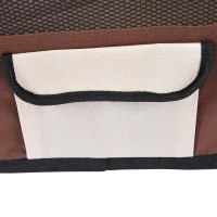 PawHut Parque Dobrável para Cães e Gatos, Cercado Portátil para Animais Pequenos em Tecido Oxford Impermeável, Ø90x41 cm, Castanho(m-9)