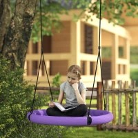 AIYAPLAY 100cm Diameter Nest Seat for Kids with Height Adjustable Hanging Ropes for Outdoor, Playground, Garden, Purple(m-10)