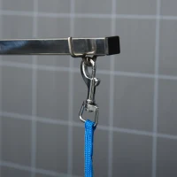 PawHut hondentrimtafel dierenverzorgingstafel draaibare droogtafel met verstelbare arm antislip tafelblad vergrendelingssysteem aluminiumlegering rand roestvrij stalen frame veiligheidslijn Ø65x 10 h(m-9)