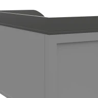 PawHut voerstation, 2 voerbakken van elk 2 liter, roestvrij staal, met lade, wit+grijs, 60 x 30 x 36 cm(m-12)