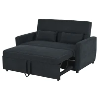 HOMCOM Slaapbank chaise longue slaapbank 2-zits bankstel in stof donkergrijs(m-10)