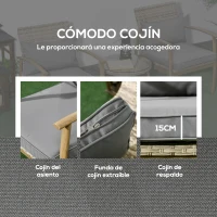 Outsunny Juego de 3 Piezas Sillas y Mesa de Ratán con Marco de Aluminio Incluye 2 Sillas 1 Mesa y Cojines Natural y Marrón(m-5)