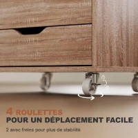 Vinsetto Caisson de bureau à roulette meuble rangement bureau avec 7 tiroirs organisateur pour documents, format A4 ou lettres(m-6)