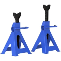 HOMCOM Unterstellbock 3 Tonnen Traglast 2 Stück Stützbock 13 stufig Höhenverstellbar 385 mm bis 600 mm Blau(m-1)