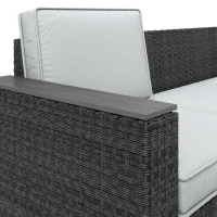 Outsunny 5 Seater Rattan Garden Furniture Set with Wide Armrests, Cushions, Pillows for Patio, Dark Grey(m-11)