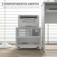 HOMCOM Móvel para Impressora com Rodas Suporte para Impressora com Compartimentos Abertos para Escritório Estúdio 40x30x36 cm Branco(m-4)