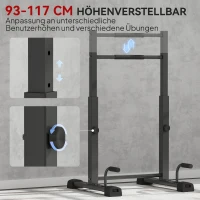 SPORTNOW Dipstation, push-up rek, 93-117 cm hoogteverstelbaar, 540 kg draagvermogen, full-body training, zwart(m-5)