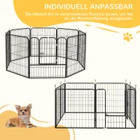 PawHut Welpenlaufstall 8-teilig 80cm hoch Hundelaufstall faltbar mit 2 abschließbarer Tür Stahl Welpenauslauf für kleine mittlere Hunde für drinnen draußen Camping Garten Aufbau werkzeugfrei Grau(m-4)