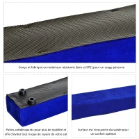 HOMCOM Poutre de gymnastique pliable poutre d'équilibre antidérapante 2,4 m revêtement daim bleu(m-4)