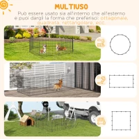 PawHut Recinto per Cani e Cuccioli 8 Pannelli in Acciaio, Gabbia per Cani, Box per Animali Domestici da Interno e Esterno, Ø180x61 cm, Nero(m-5)