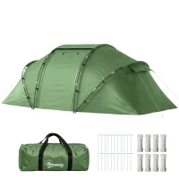 Outsunny Tenda de Campismo Familiar para 4 Pessoas Tenda Dobrável Impermeável para Praia Parque 430x240x170 cm Verde(m-11)