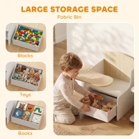 AIYAPLAY Kids Table and Chair Set, Children Desk and Chair with Storage Bins for Playing, Reading, Painting, for Ages 3-5, White(m-5)