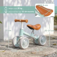 AIYAPLAY Baby Balance Bike for 1-2 Years Old, Light-up Toddler Balance Bike with Adjustable Seat, 4 Silent EVA Wheels, Green(m-3)