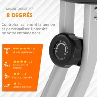 HOMCOM Vélo d'appartement pliable 8 niveaux de résistance magnétique dossier selle réglable écran LCD capteur fréquence cardiaque + Tapis de protection sport enroulable revêtement antidérapant PVC(m-7)