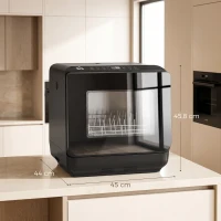HOMCOM Tischgeschirrspüler, Mini-Geschirrspüler mit 6-Liter-Tank, 5 Programme, LED-Anzeige, Trocknungsfunktion, Schwarz(m-3)
