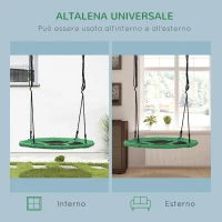 HOMCOM Altalena da Giardino con Rete Traspirante per Bambini Φ100x4.5cm Verde(m-6)
