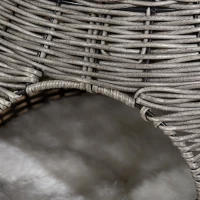 PawHut Cesta per Gatti a 2 Livelli in Rattan PE con Cuscini Lavabili in Peluche, Φ50x43.5cm(m-8)